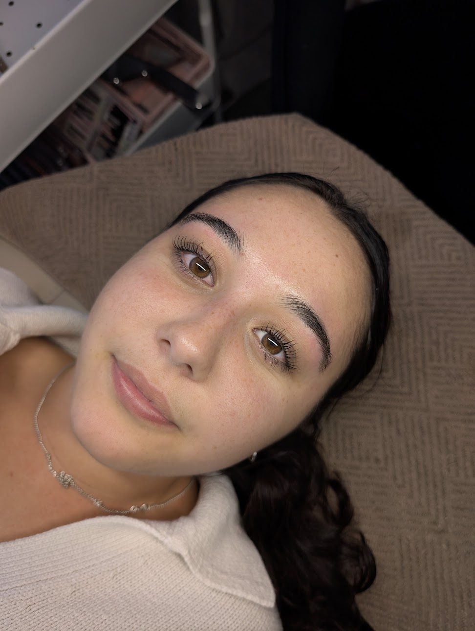Client with natural, defined brows
