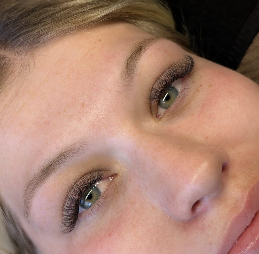 Close-up of a soft, natural brow finish